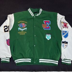 Varsity Jacket with Teddy Bear and other graphics - Embroidery/ Emblems/ Patches